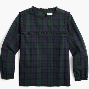 Crewcuts Girls' Black Watch plaid ruffle top Size 12